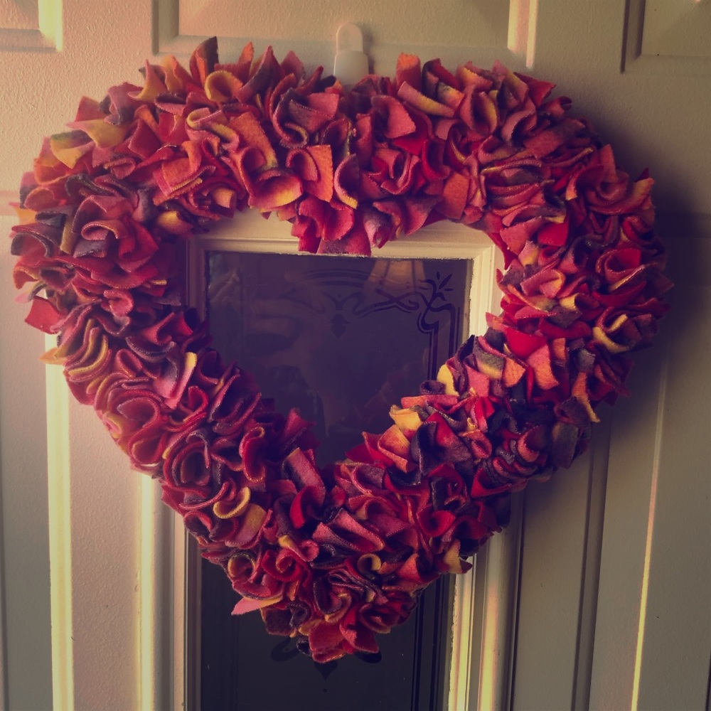 Handmade Heart Shaped Rag Wreath.